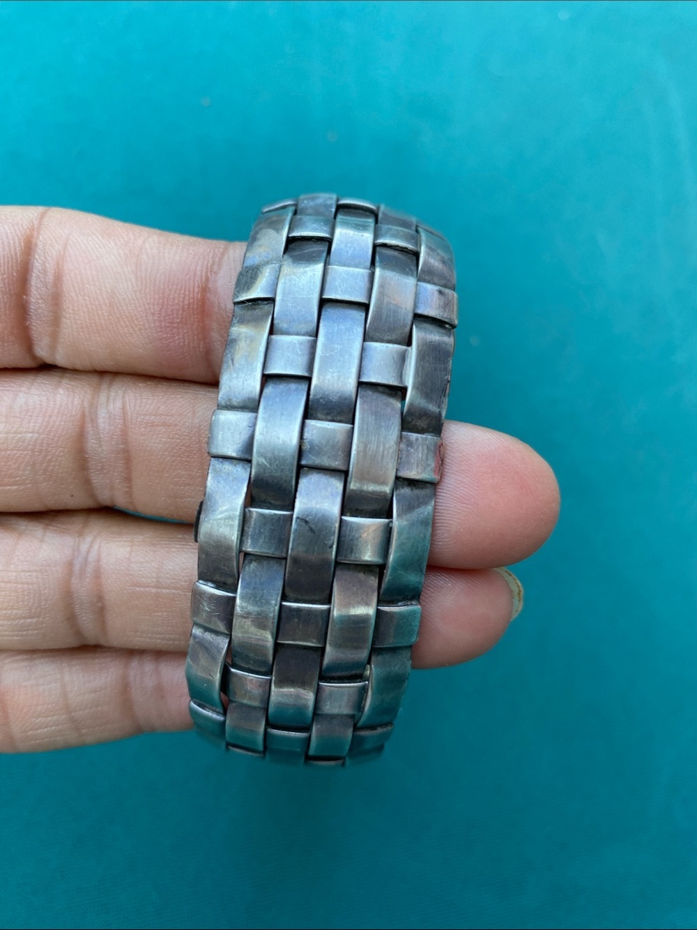 Navajo Woven Cuff Bracelet - Sterling Silver - Picture 6 of 6